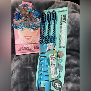 Sparkle & Dry Shower Cap & Dry Shampoo Brush - Blue